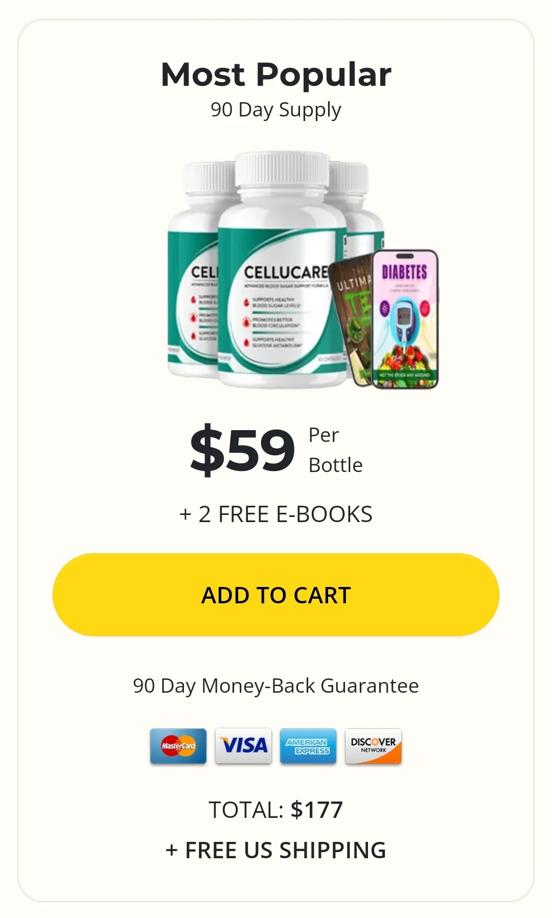 CelluCare 3 bottles pricing